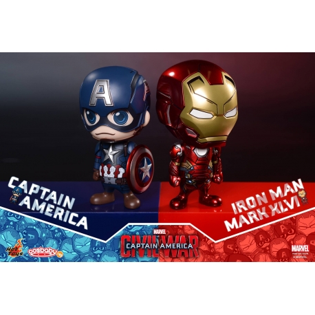 Hot Toys – COSB199-200 – Captain America Civil War - Captain America & Iron Man Mark XLVI Cosbaby (S) Bobble-Head 