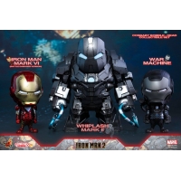 Hot Toys - COSB270 - Iron Man 2 - Iron Man Mark VI (Battle Damaged Version), War Machine & Whiplash Mark II Cosbaby