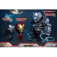 Hot Toys - COSB270 - Iron Man 2 - Iron Man Mark VI (Battle Damaged Version), War Machine & Whiplash Mark II Cosbaby